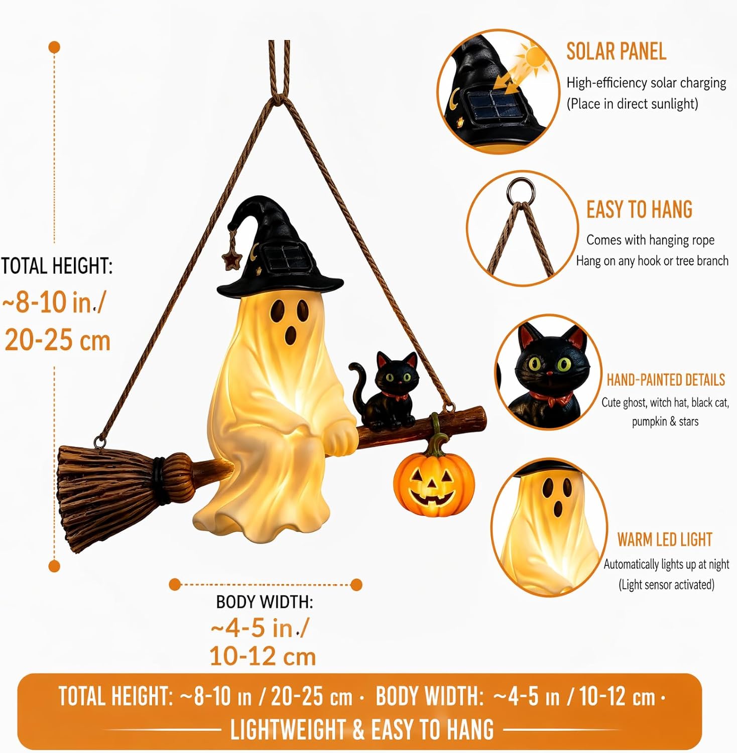 Pumpkin Lantern Halloween - Güneş Enerjili Hayalet Avize Cadılar Bayramı
