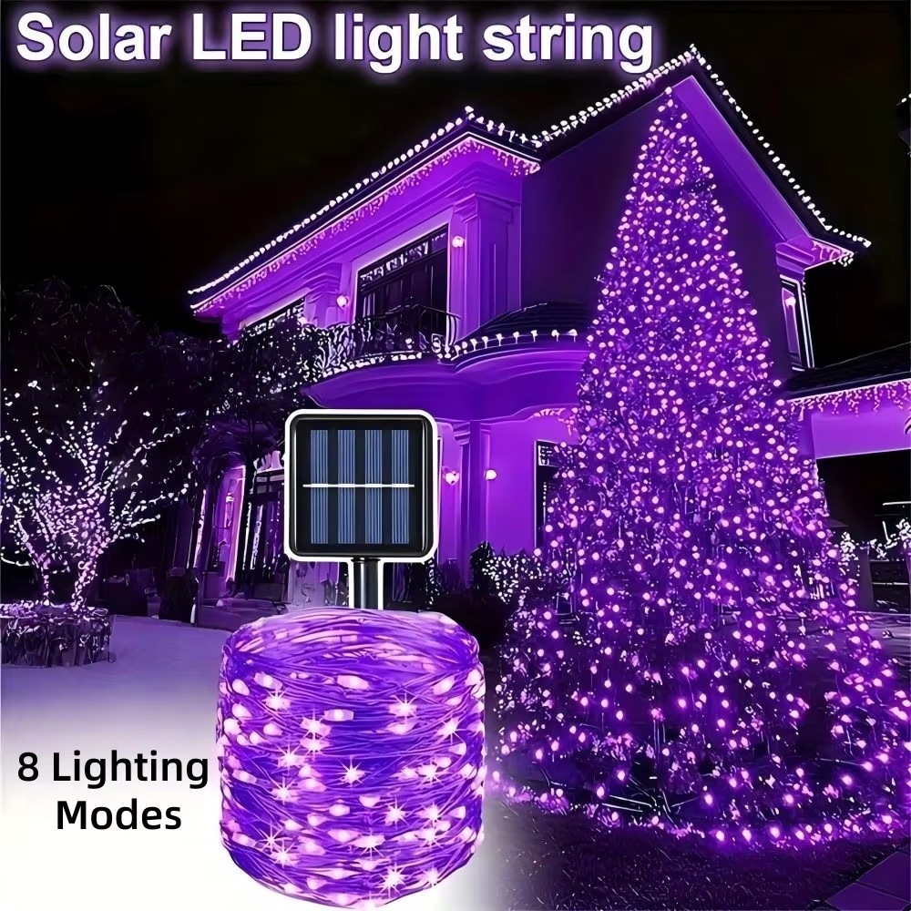 Halloween Led String Lights Orange - 1/2PC12M100LED Cadılar Bayramı Dekorasyonu Güneş Enerjili